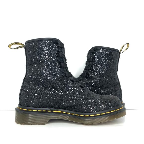 Dr Martens Black Chunky Glitter 1460 Farrah Ankle Boots Women’s 5 Shoes - Picture 4 of 12